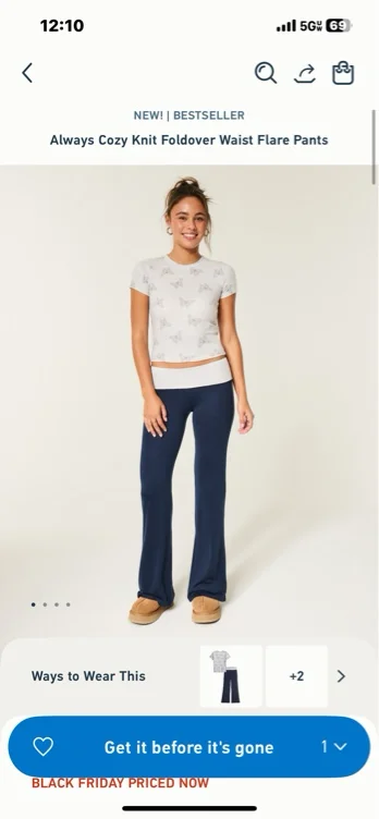 Always cozy knit fold over pants 