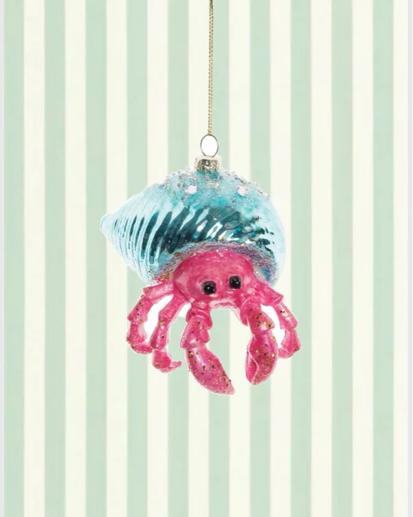 Hermit Crab Large Glass Ornament with Beads & Rhinstones By Ashland New w/Tags