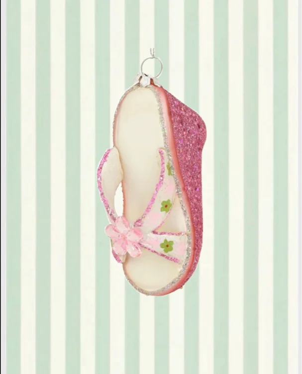 Pink Wedge Sandal  Glass Ornament