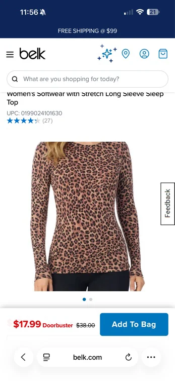 Women's Softwear with Stretch Long Sleeve Sleep Top