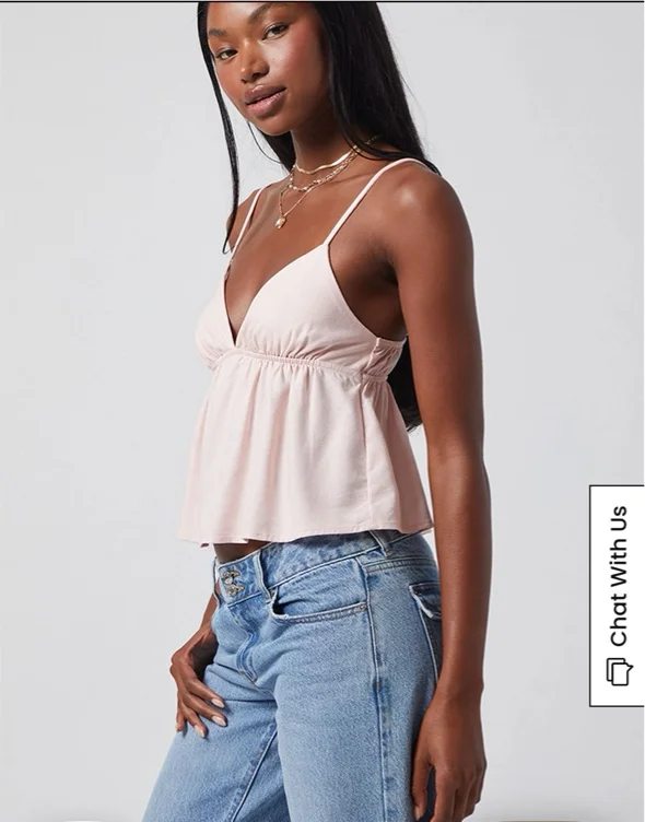 Linen V-Neck Babydoll Tank Top