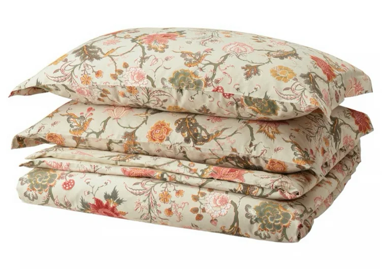 NÄSSELKLOCKA Duvet cover and pillowcase(s) - light grey-beige/multicolor Full/Queen (Double/Queen)
