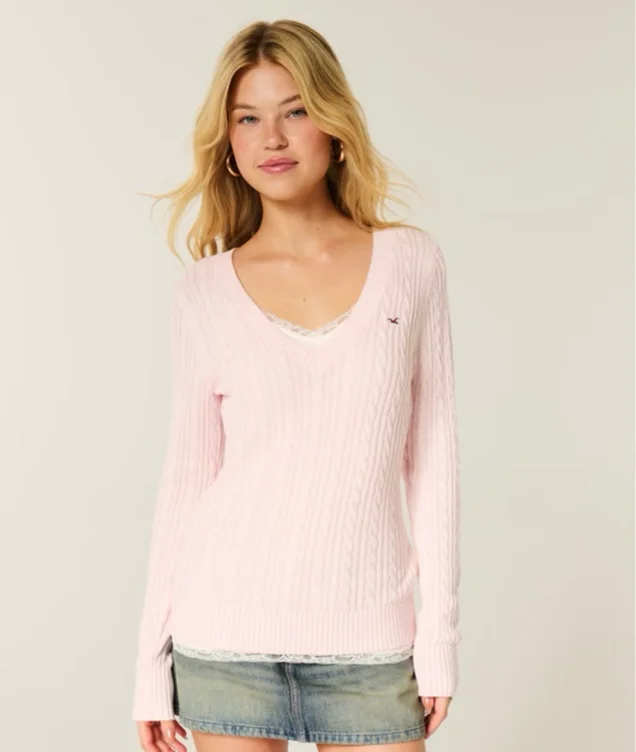 Cable-Knit Icon V-Neck Sweater