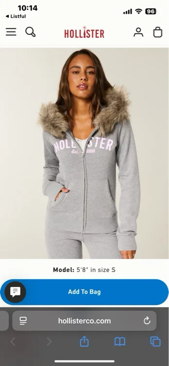 Faux Fur Trim Logo Graphic Zip-Up Hoodie