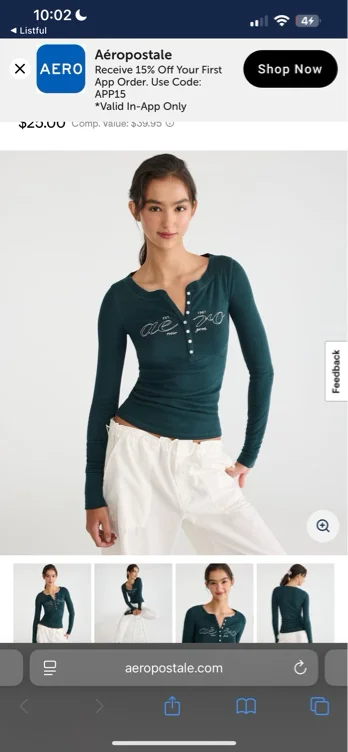 Long Sleeve Aero Logo Graphic Henley