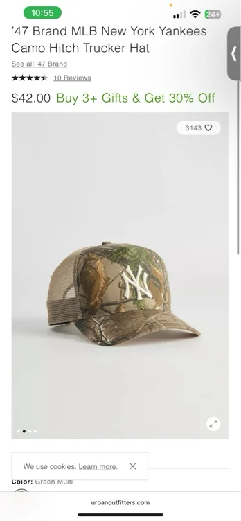 ’47 Brand MLB New York Yankees Camo Hitch Trucker Hat