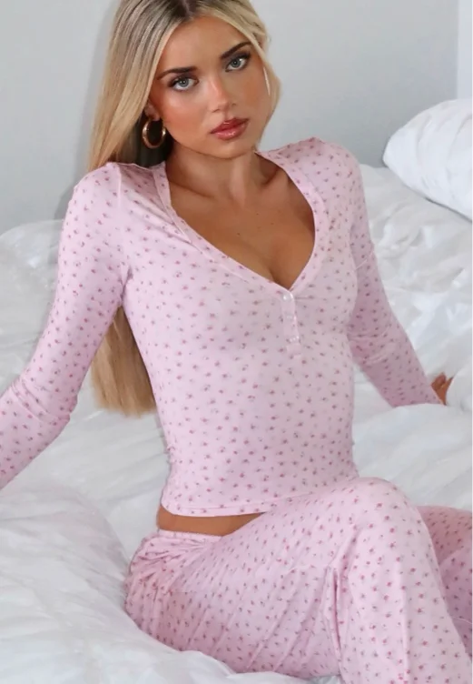 Dreamy Button Up Long Sleeve Pyjama Top Sugar Blossom