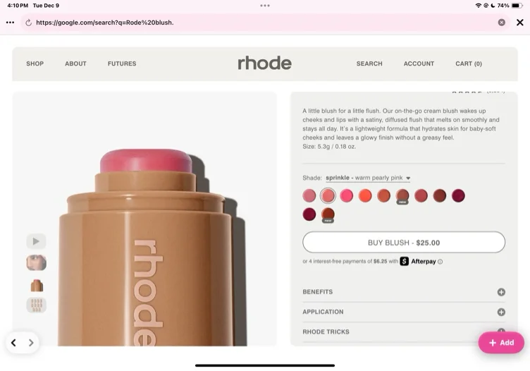 Pocket Blush Buildable Hydrating Cream Blush - Date Cake - warm red berry
