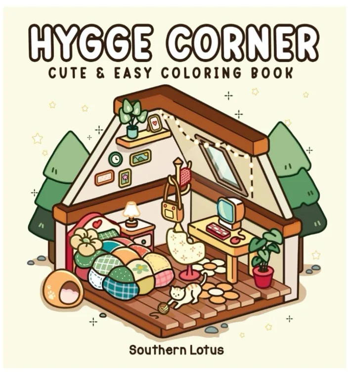Hygge Corner: Coloring Book for Adults and Teens Featuring Cozy Corners and Pocket Spaces, Simple and Cute Animals Drawings for Relaxation and Stress Relief : Lotus, Southern: Amazon.com.au: Books