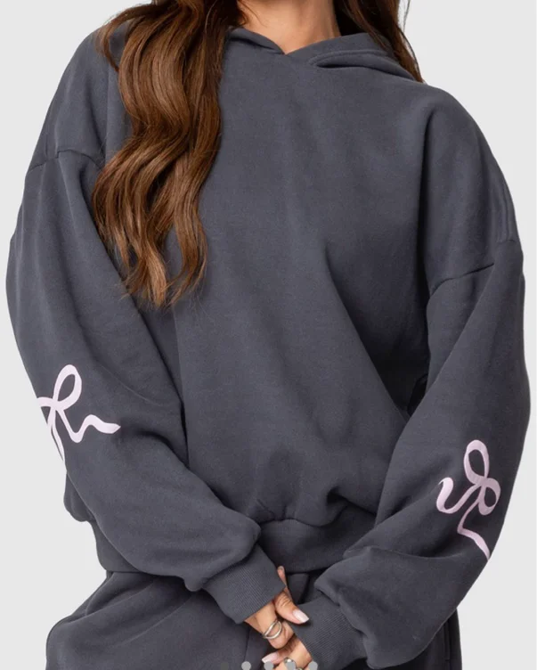 Edikted Bonney Bow Detail Hoodie Sweatshirt