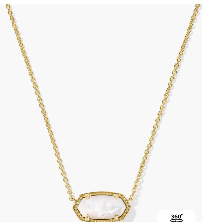 Elisa Gold Pendant Necklace in Ivory Mother-of-Pearl