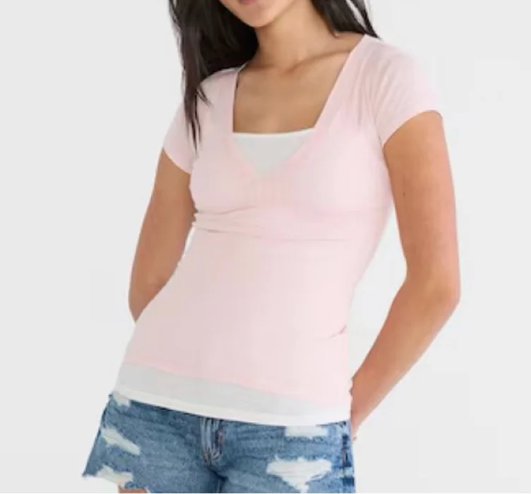 Ribbed V-Neck Tee