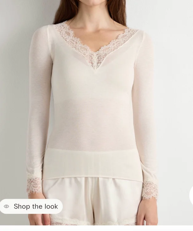 Ultralight Cashmere Lace Long Sleeve Shirt