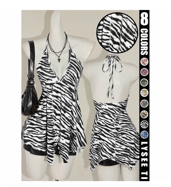 Y2K Women's Summer Butterfly Printed Sexy Hanging Neck Strap Top