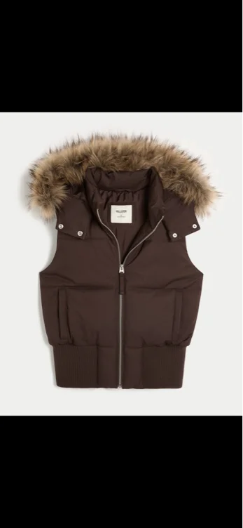 Faux Fur Trim Hooded Y2K Vest