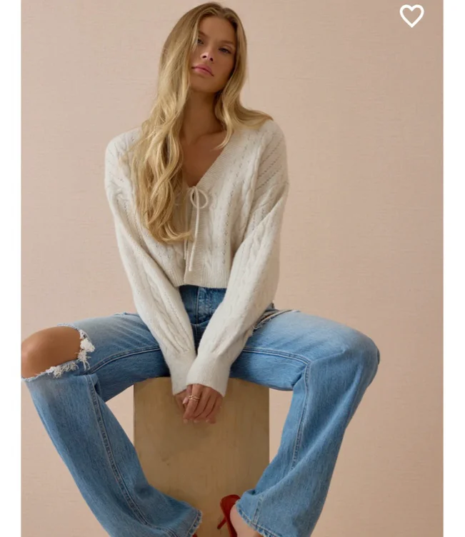 Vivia Pointelle Tie Front Blouse