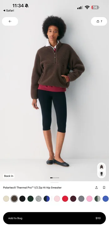 Polartec® Thermal Pro™ 1/2 Zip Hi-hip Sweater