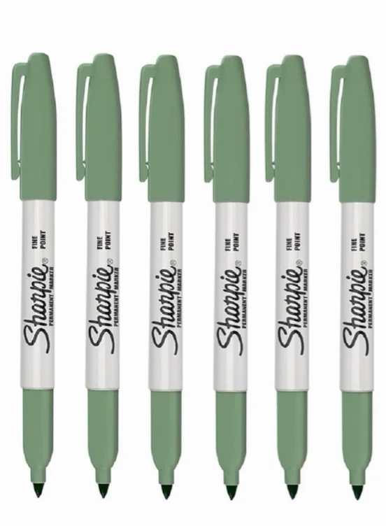 Sharpie Fine Point Permanent Marker Pen Jasper Green 6 Pack : Amazon.co.uk: Stationery & Office Supplies