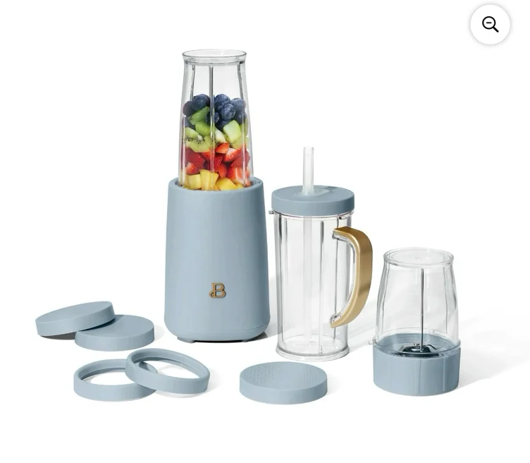 Beautiful Personal Blender Set with 12 Pieces, 240 W, Cornflower Blue by Drew Barrymore