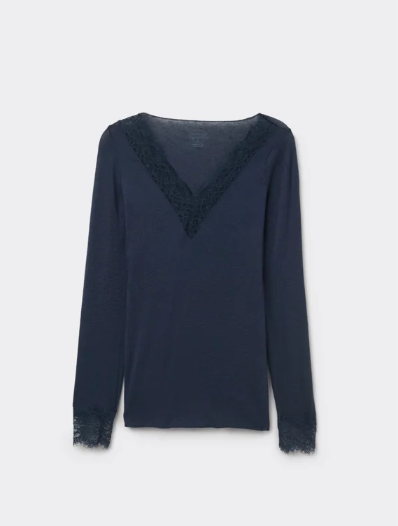 Ultralight Cashmere Lace Long Sleeve Shirt