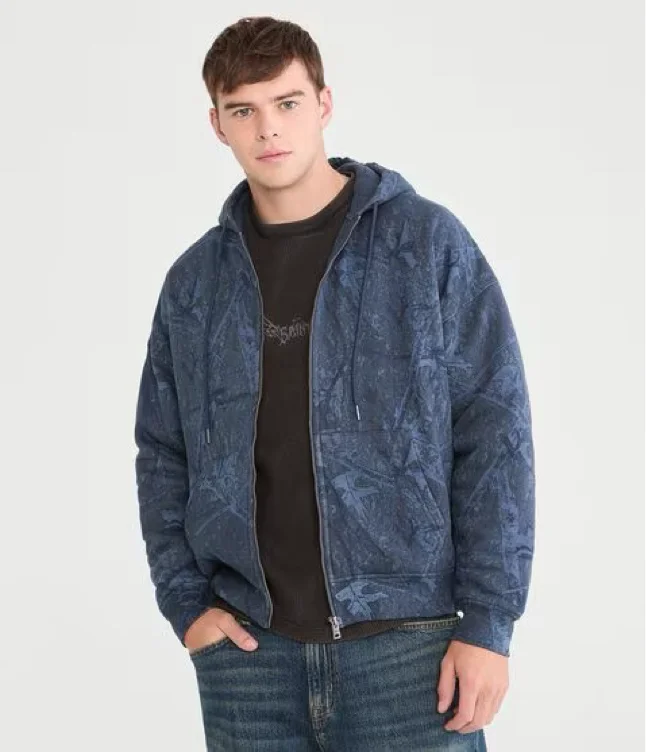 Cloud Soft Forest Camo Quilted Full-Zip Hoodie