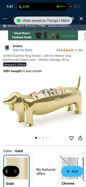 Amazon.com: Umbra Dachsie Ring Holder - Gift for Weiner Dog Dachshund Doxie Lover - Jewelry Storage, Brass