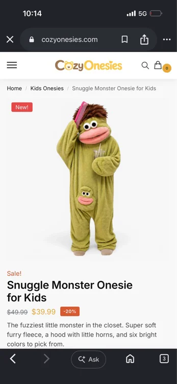 Snuggle Monster Onesie for Adults - Cozy Onesies