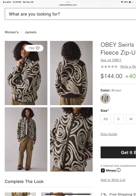 OBEY Swirls Jacquard Piled Fleece Zip-Up Jacket