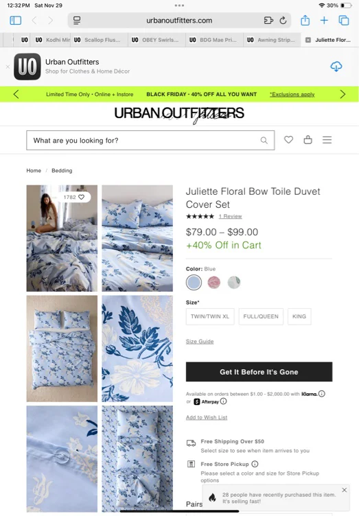 Juliette Floral Bow Toile Duvet Cover Set
