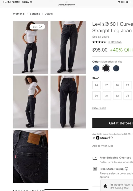 Levi’s® 501 Curve High-Rise Straight Leg Jean