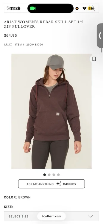 Ariat Women's Rebar Skill Set 1/2 Zip Pullover