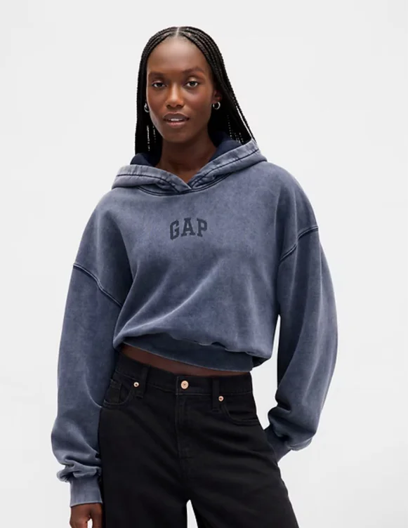 VintageSoft Crop Logo Hoodie