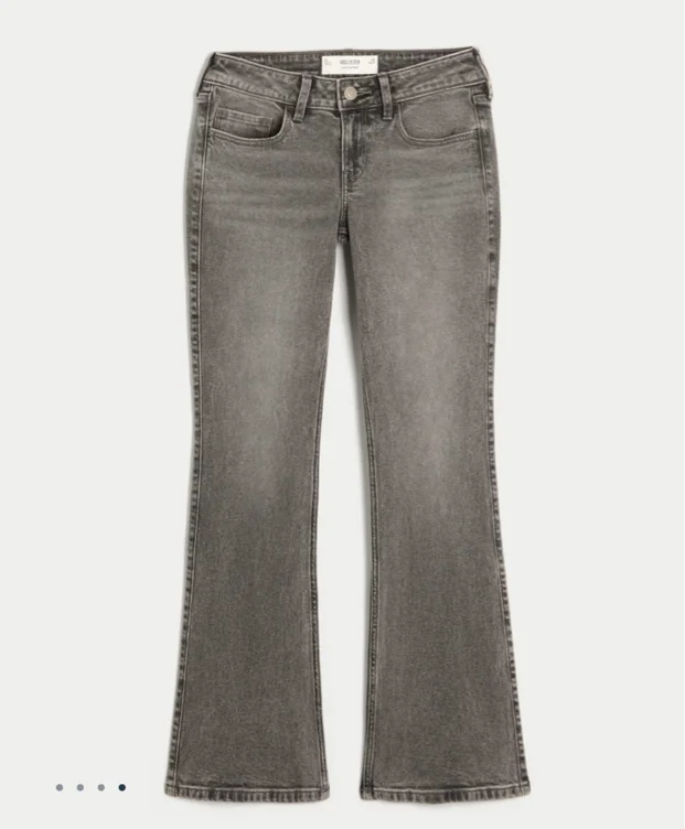 Grey low rise bootcut jeans