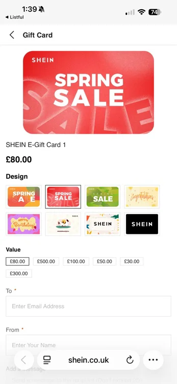 Gift Card | SHEIN UK