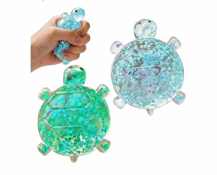 Amazon.com: Glitter Turtle Squishies, Soft Stress Relief Squeeze Balls, Colorful, 2 Pack, for Office, Party, Birthday Toy for Adults : Toys & Games