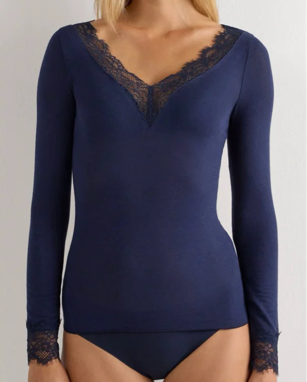 Ultralight Cashmere Lace Long Sleeve Shirt