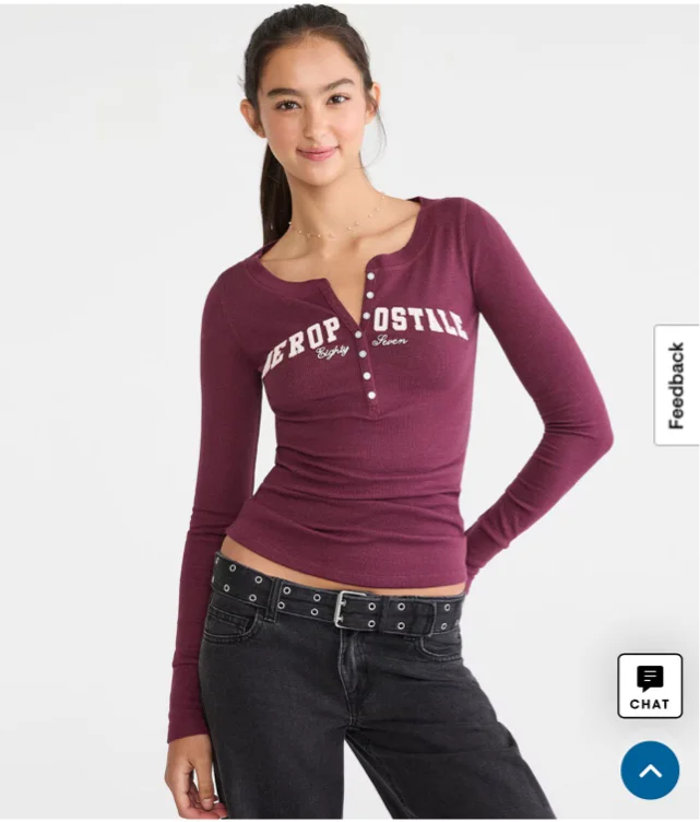 Long Sleeve Aeropostale Logo Graphic Henley