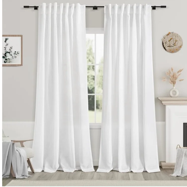 Amazon.com: Nanspring White Linen Curtains 84 inches Long for Bedroom Back Tab Light Filtering Privacy Sheer Modern Farmhouse Coastal Decor Off Cotton Textured Gauze Curtain Living Room 2 Panel Set : Home & Kitchen