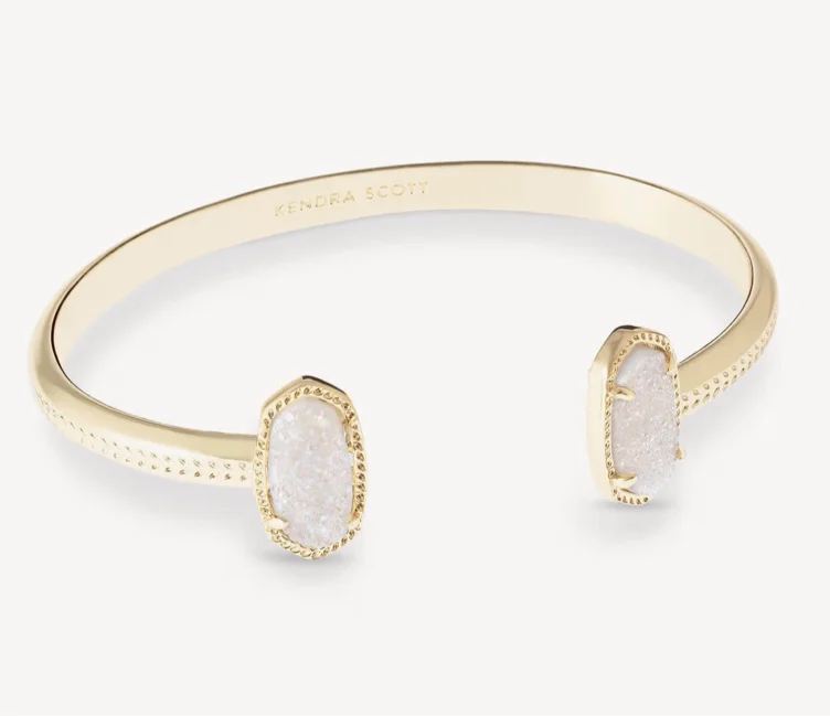 Elton Gold Cuff Bracelet in Iridesant drusy