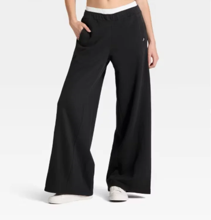 Women's French Terry Wide Leg Sweatpants - JoyLab™ Heathered Gray M
