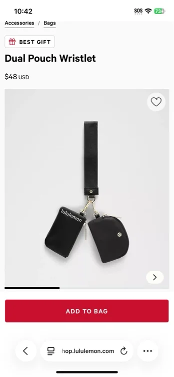 Dual Pouch Wristlet - Black - ONE SIZE