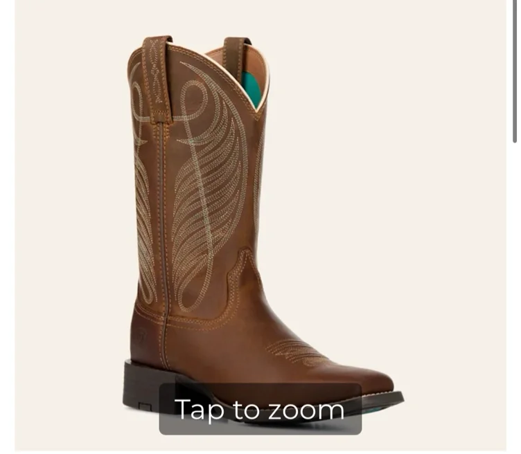 Ariat Women's Round Up Powder Brown Wide Square Toe Cowboy Boots