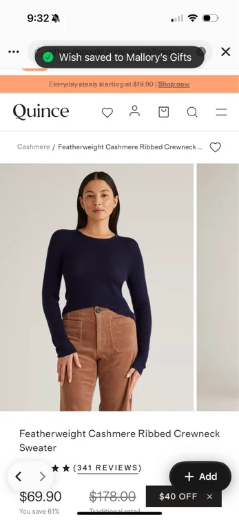 Lightweight Cotton Cashmere Crew Sweater  in Mocha Heather