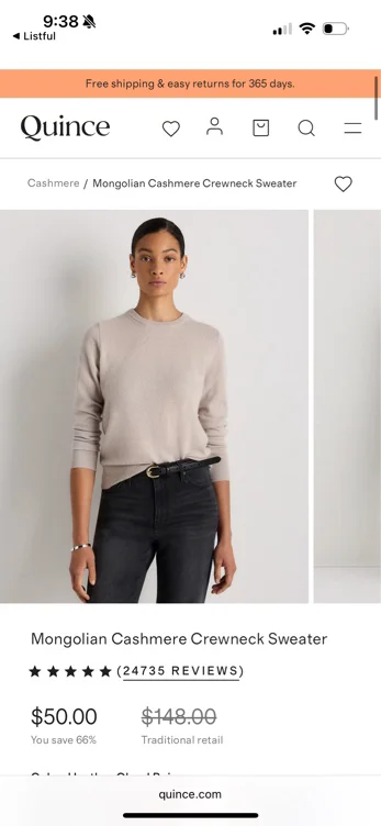 Mongolian Cashmere Crewneck Sweater in Heather Cloud Beige