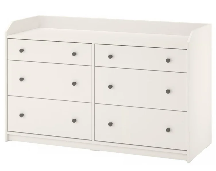 HAUGA Chest of 6 drawers - white 138x46x84 cm