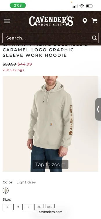 Carhartt Men's Eggshell & Caramel Logo Graphic Sleeve Work Hoodie