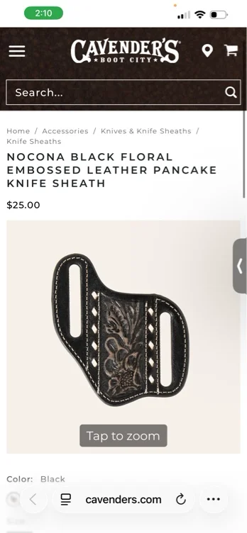 Nocona Black Floral Embossed Leather Western Pancake Sheath - Cavender’s