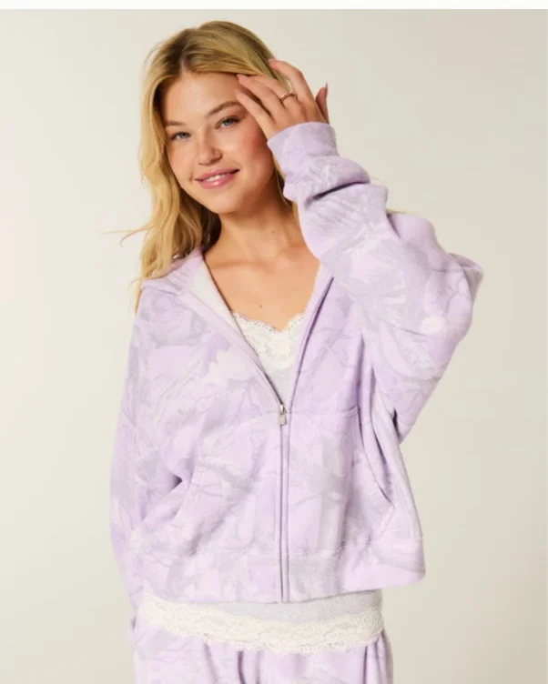 Hollister Feel Good Graphic Easy Zip-Up Hoodie